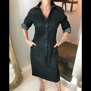 Tomas Maier black denim long sleeve dress size 8